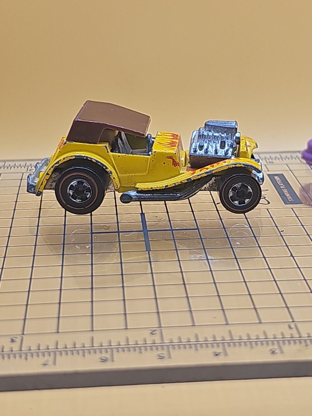 Hot Wheels Redline 1974 Sir Rodney Roadster Original Top Yellow w Flames